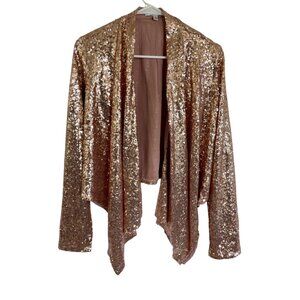 Papaya Sequin Open Front Cardigan - Rose Gold Size L